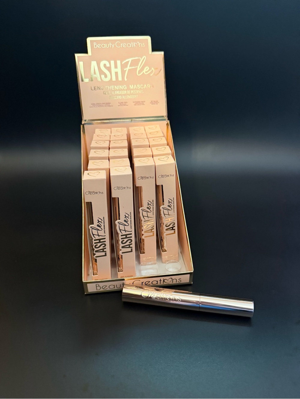 Beauty Creations LashFlex Lengthening Mascara – Rose Gold & Gold Accents